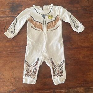 Stella McCartney Kids Cowboy-Themed Footie - White and Brown